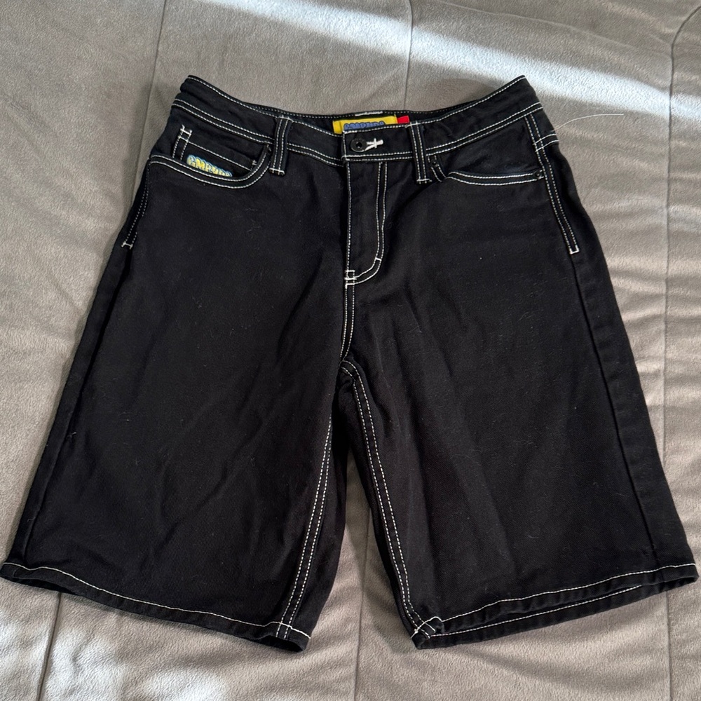 Empyre Black Jean Shorts with White Contrast Stitching Sz 24